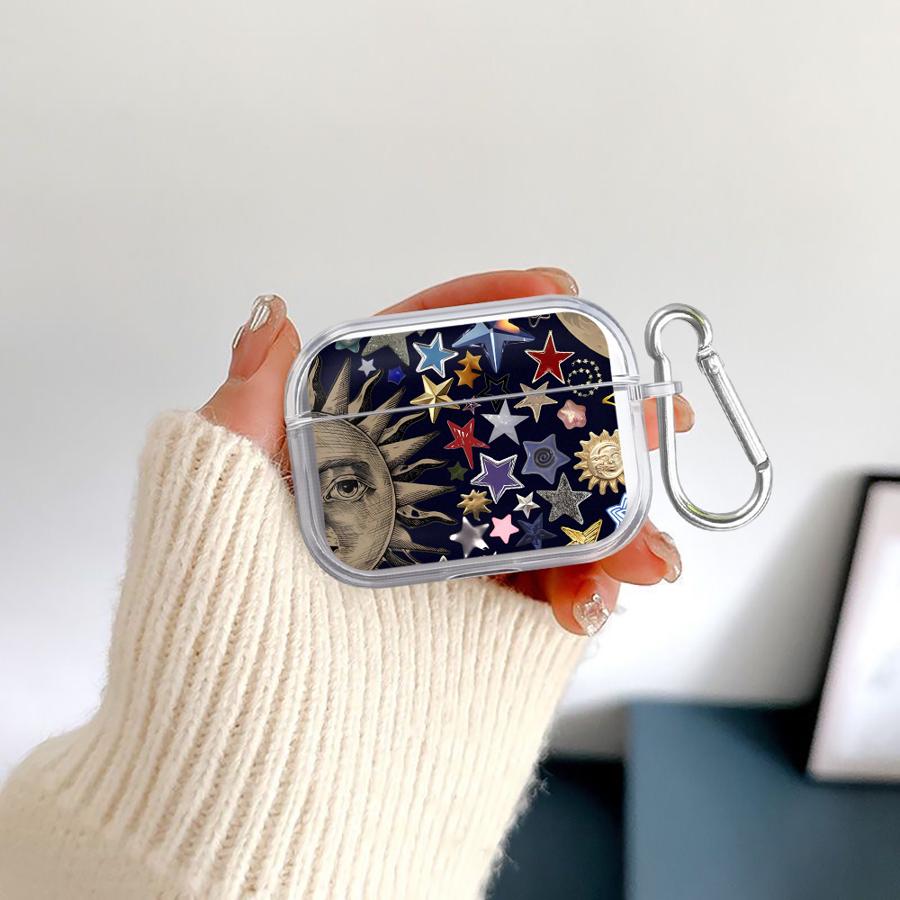 Чехол со звездным и лунным узором для Airpods 2 Pro Pro2 3 Pro3 1 4 Прозрачные чехлы-накладки для наушников