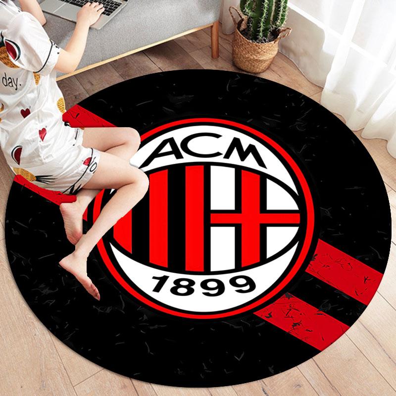 AC Milan Round Area Rug,Carpet Rug for Living Room Bedroom Sofa Playroom Decor,Non-slip Floor Mat