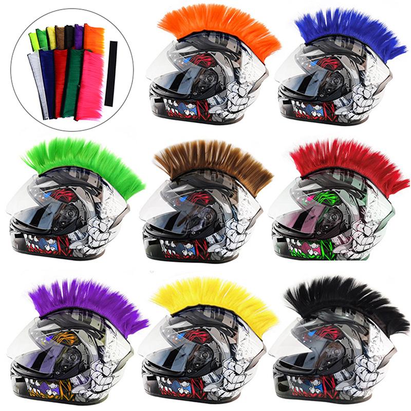 Punk Mohawk Synthetic Wigs Colorful Helmet Decorations For Motorcycle Bicycle Accessories Reusable Hair Stylish Riders