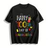 Счастливый 100-й день в детском саду Детская школьная праздничная футболка Хлопковая футболка
