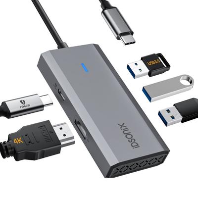 Стабильный хаб iDsonix hdmi type c хаб 5 Гбит/с совместимый с 36-месячной гарантией порт PD зарядка [Версия 4K] usb-c type-c usb3.0 macbook/surface (HDMI +
