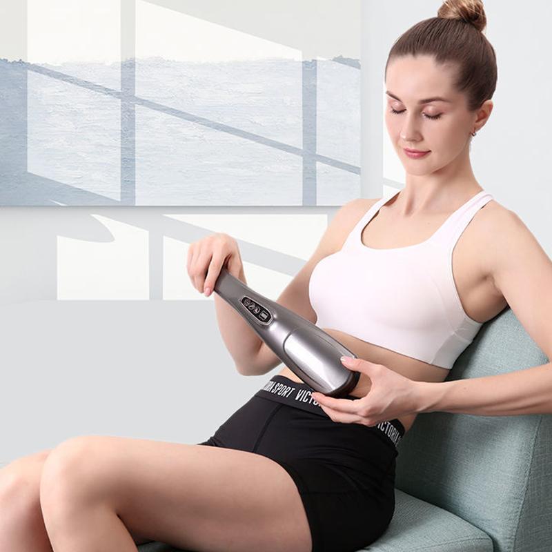 Ручной массажер для спины Портативный электрический массажный стик Массаж глубоких тканей для спины шеи плеч всего тела 12 режимов 6 насадок