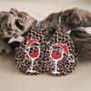 European and American Christmas Leopard Print Leather Wine Glass Teardrop Earrings