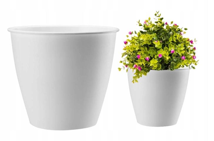White plastic flower pot Azalea 13 x 12 cm