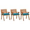 Day and Night - Day and Night Garden Dining Chairs with Cushions 3 Units Solid Acacia Wood