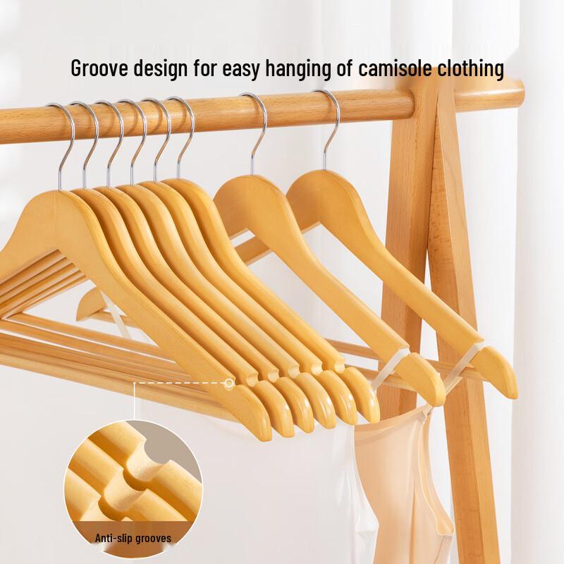 Natural Maple Wood Non-Slip Clothing Hangers - 10 Pack