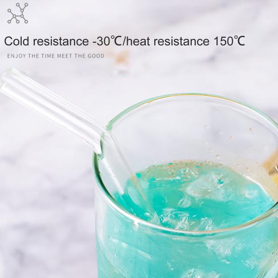 10Pcs Straw Easy To Use Portable High Borosilicate Cup Juice Glass Straw Home