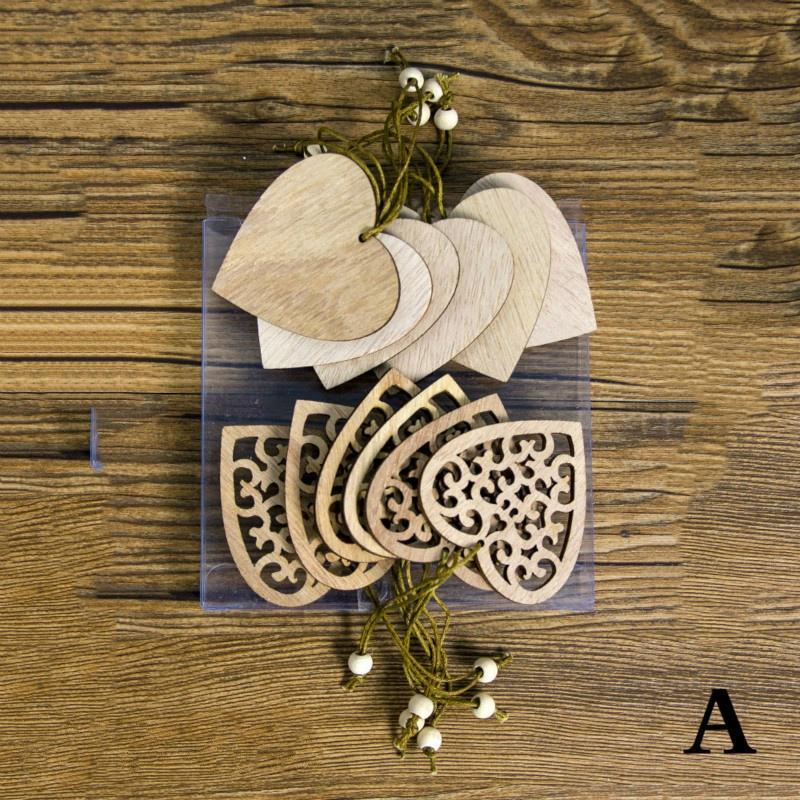 12pcs Christmas Wooden Hollow Hanging Ornament Christmas Tree Hanging Pendant Decor