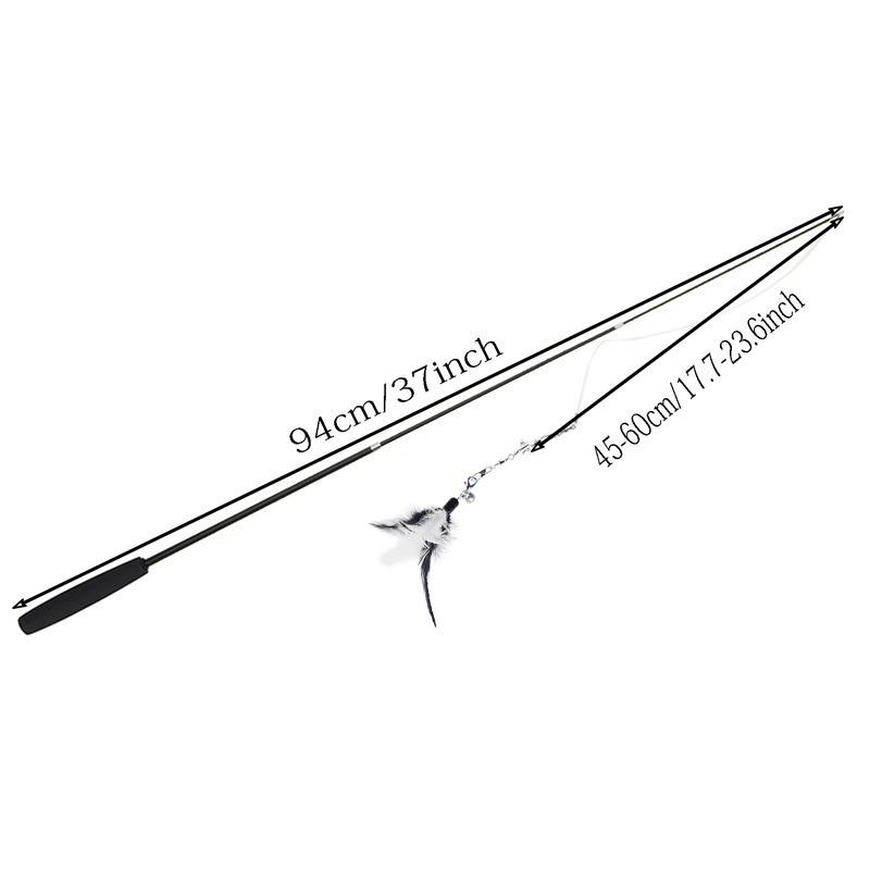 Pet Cat Toy Super Long Three Section Telescopic Rod Retractable Cat Teaser Stick Cat Teaser Supplies