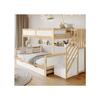 Lit Superposé - MUVOE - Blanc + Naturel - 90x200 Cm - Bois Massif - 2/3 Places