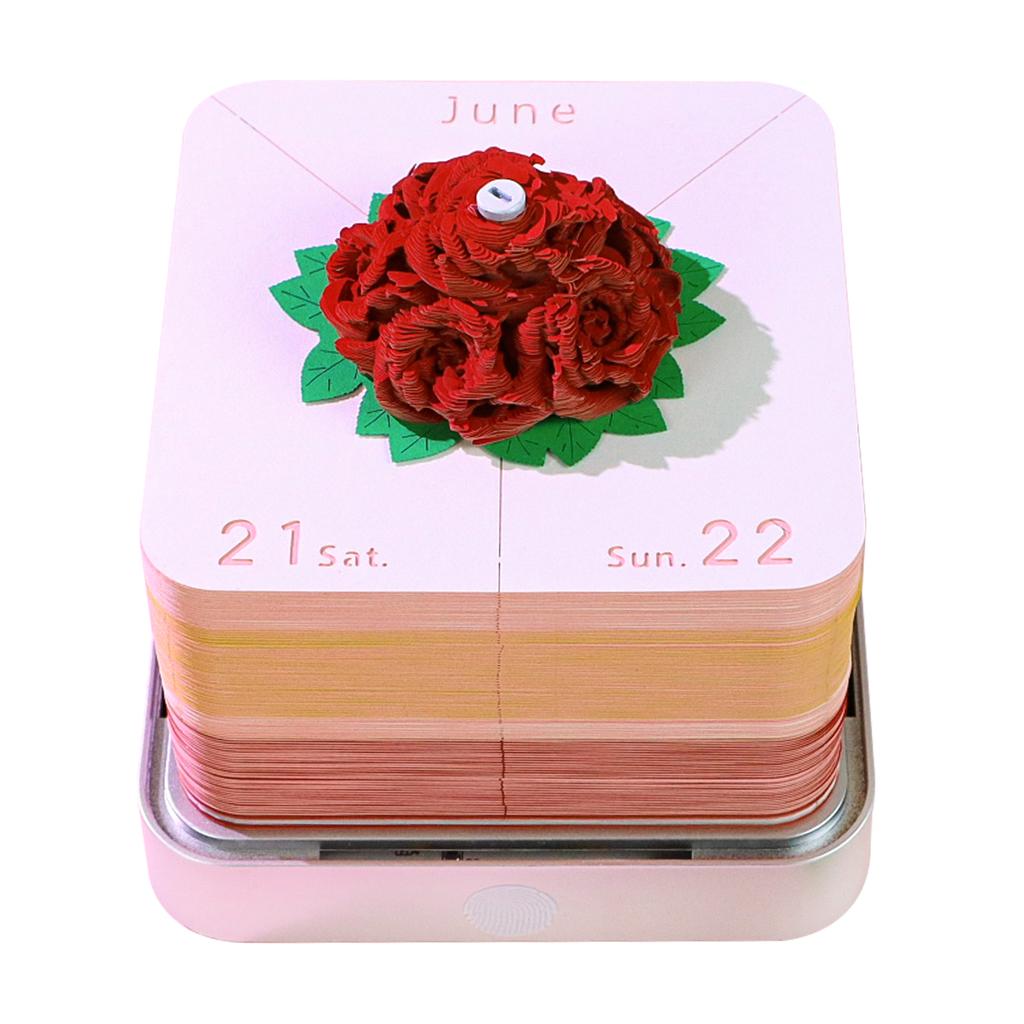 Valentines Day Gift Idea Unique Rose Flower Bouquet 3D Memo Pad Valentines Day Tear Away Calendar Sculpture Block Notes Cube