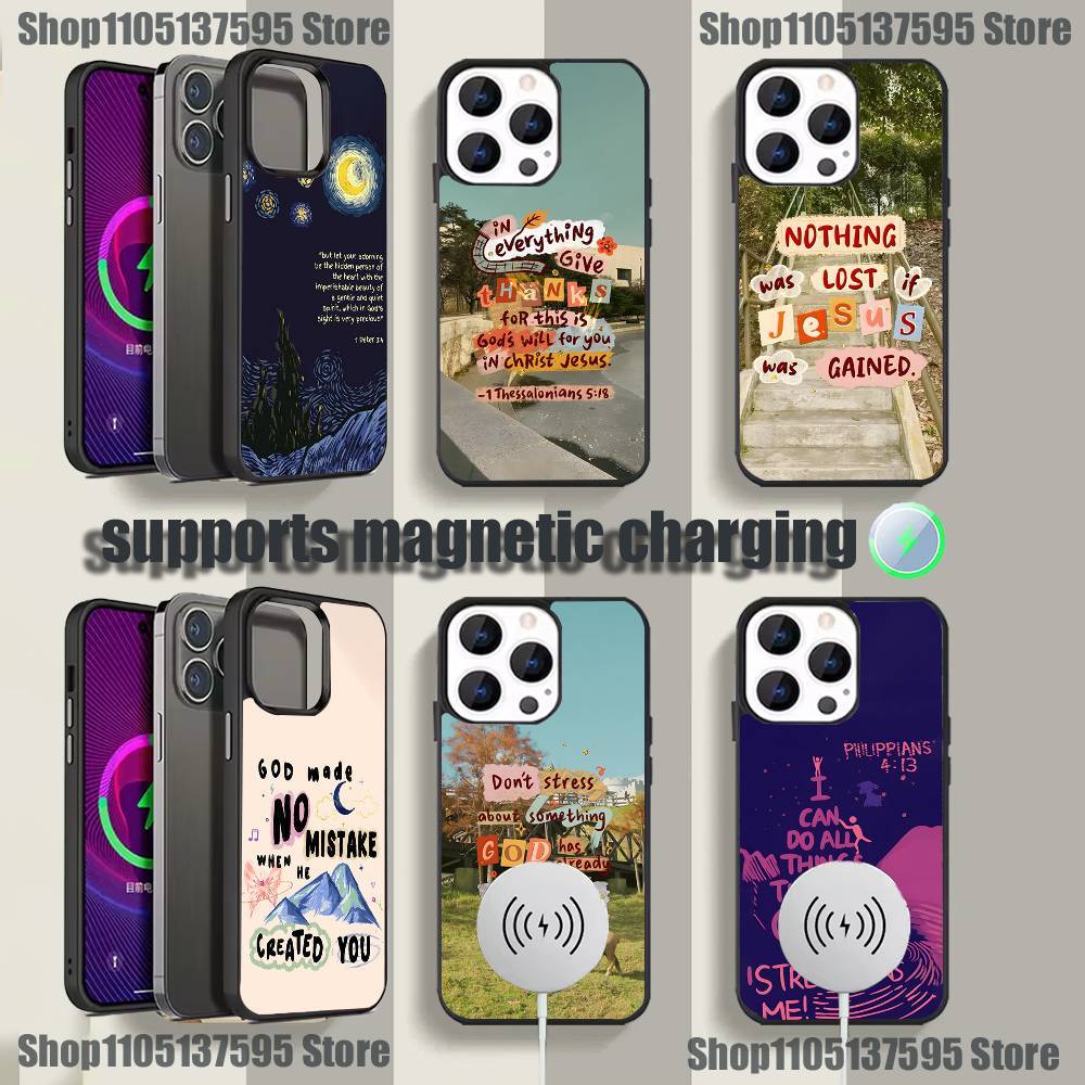 Jesus Bible Verses Phone Case For iPhone 17,16,15,14,13,12,11,Pro,Max,Plus,Mini,SE4,E Magnetic Magsafe Wireless Charging