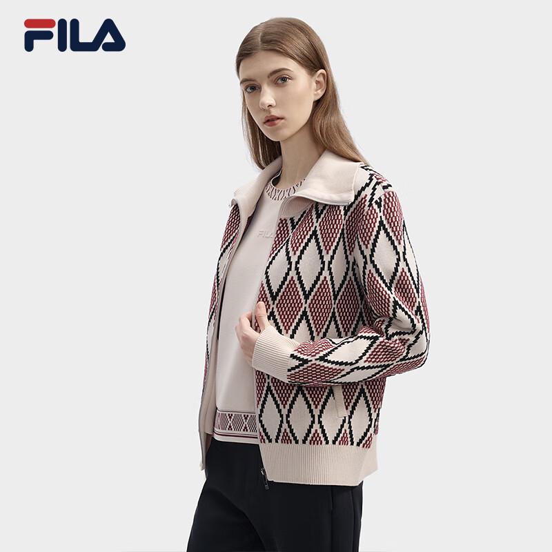 Fila Женский вязаный кардиган с геометрическим жаккардовым узором и лацканами
