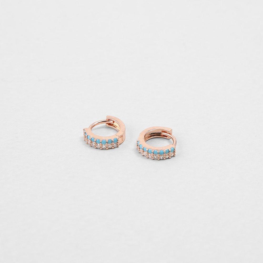 [Judy And Paul] Azuh Turquoise and Crystal Small Hoop Earrings E51505