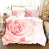 Pink Rose Flowers Bedding Set,Duvet Cover Comforter Bed Set Quilt Cover Pillowcase,King Queen Twin Size Boys Girls Adultse