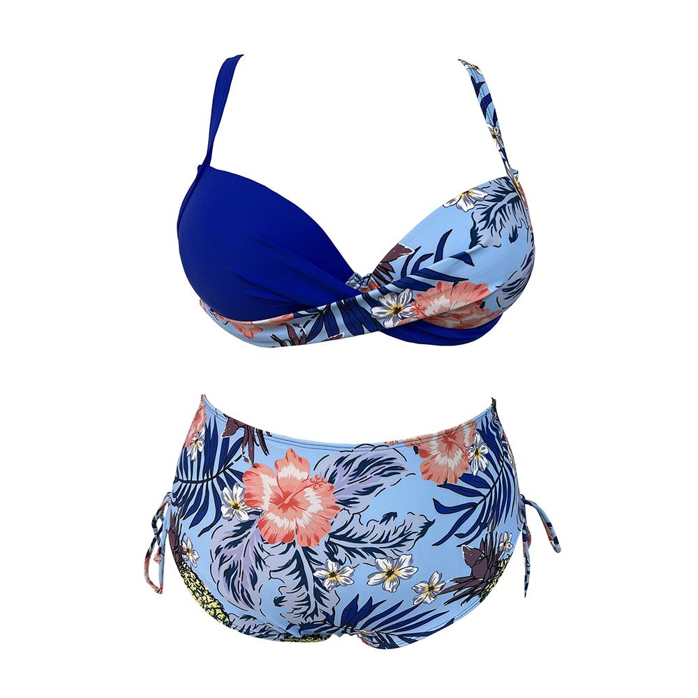 Винтажный купальник из двух предметов размера плюс, купальник с эффектом пуш-ап, женский купальный костюм, пляжная одежда на бретельках, купальные костюмы для женщин