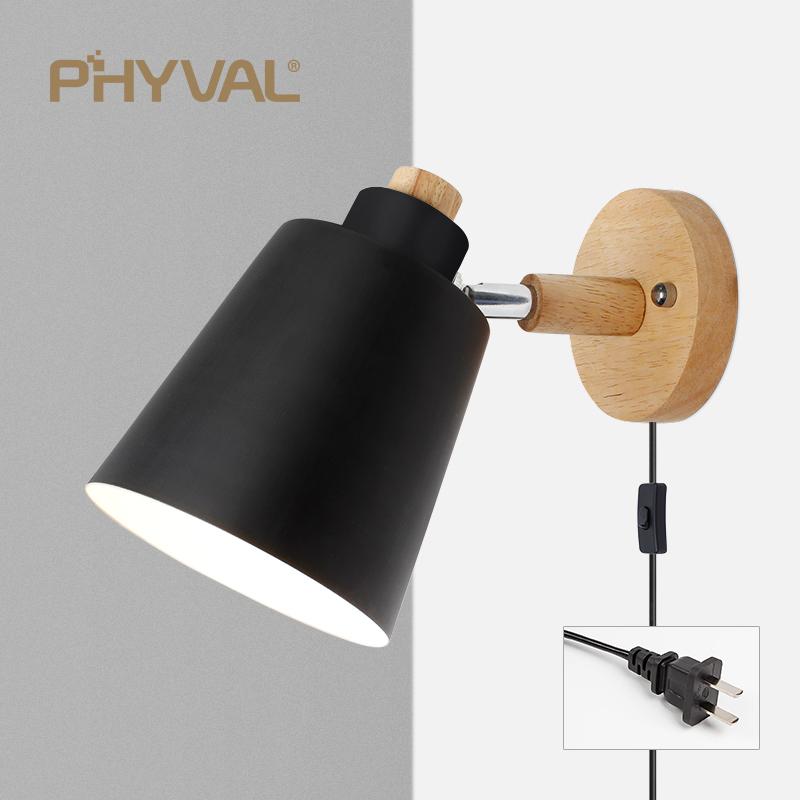 Modern LED Wall Lamp Macaron E27 Blub With Plug For Study Bedroom Bedside Hallway Living Room Home Decoration Lighting Fixtures