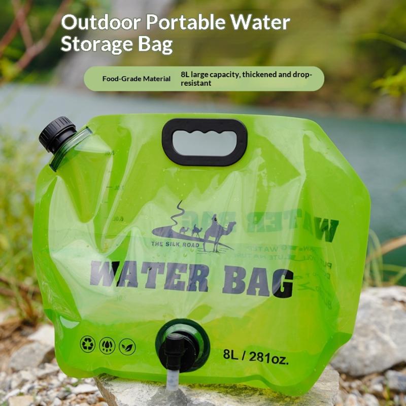 8L Camping Water Bag Portable Folding Water Storage Jug with Faucet Large Capacity Reusable Water Carrier for Outdoor Hiking Picnics BBQ