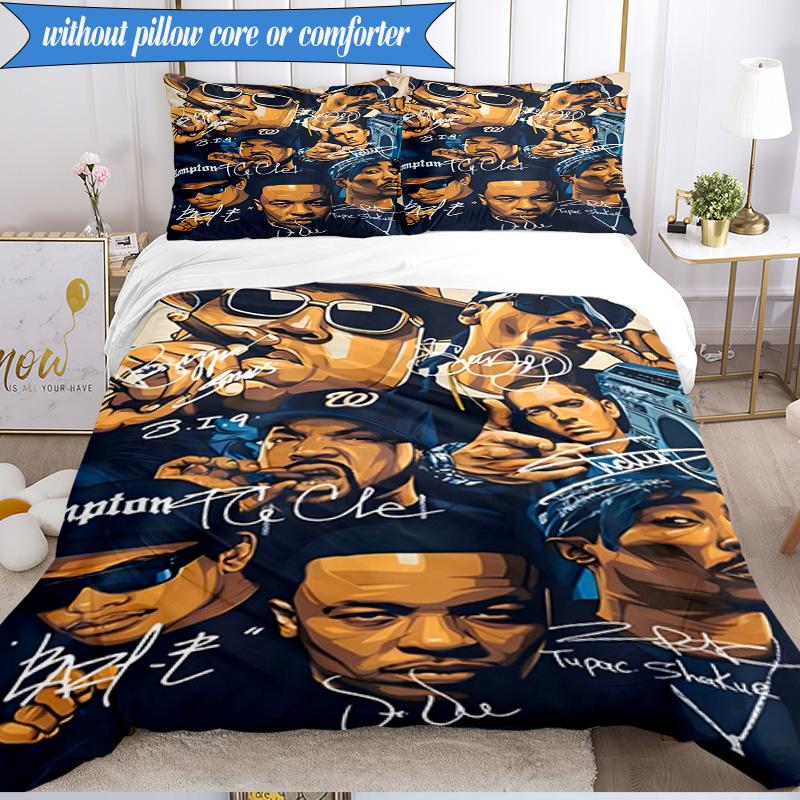 Rap Legend In Blue 3pcs K-pop music group Bedding set,Ideal for Bedroom, Dormitory,Including Duvet Cover And 2pcs Pillowcases,Fan gifts