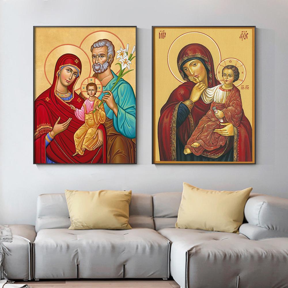 Семейный постер Святой Девы Марии Панагия Бытие Иисуса, холст, картина, принт, православная христианская картина для комнаты, настенный художественный декор