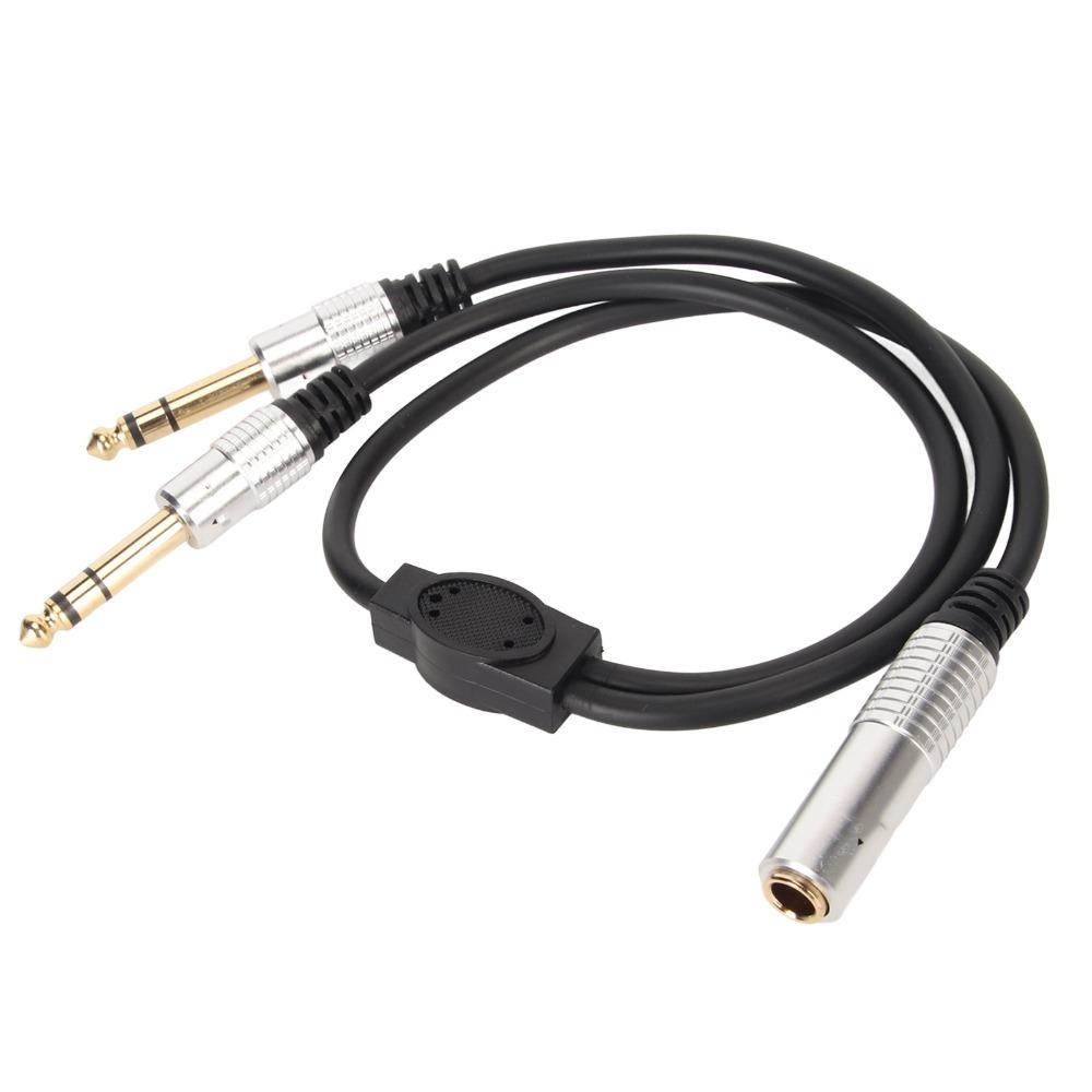1.6ft 6.35mm Female to 2 Male Cable Plug and Play Speaker Y Extension Cable Audio Equipment