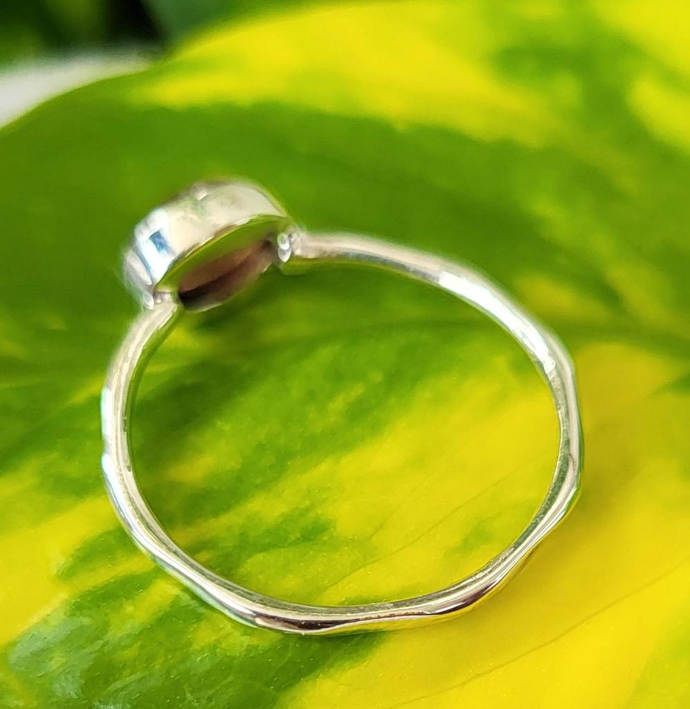 Natural Gemstone Bi Color Tourmaline 925 Sterling Silver Hammer Ring Sz 8.25 US