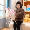 Kids Plush Stick Horse Toy Handcrafted Hobby Horse On A Stick Pretend Play Simulated Pony Head Riding Stick Toy with Wooden Wheels