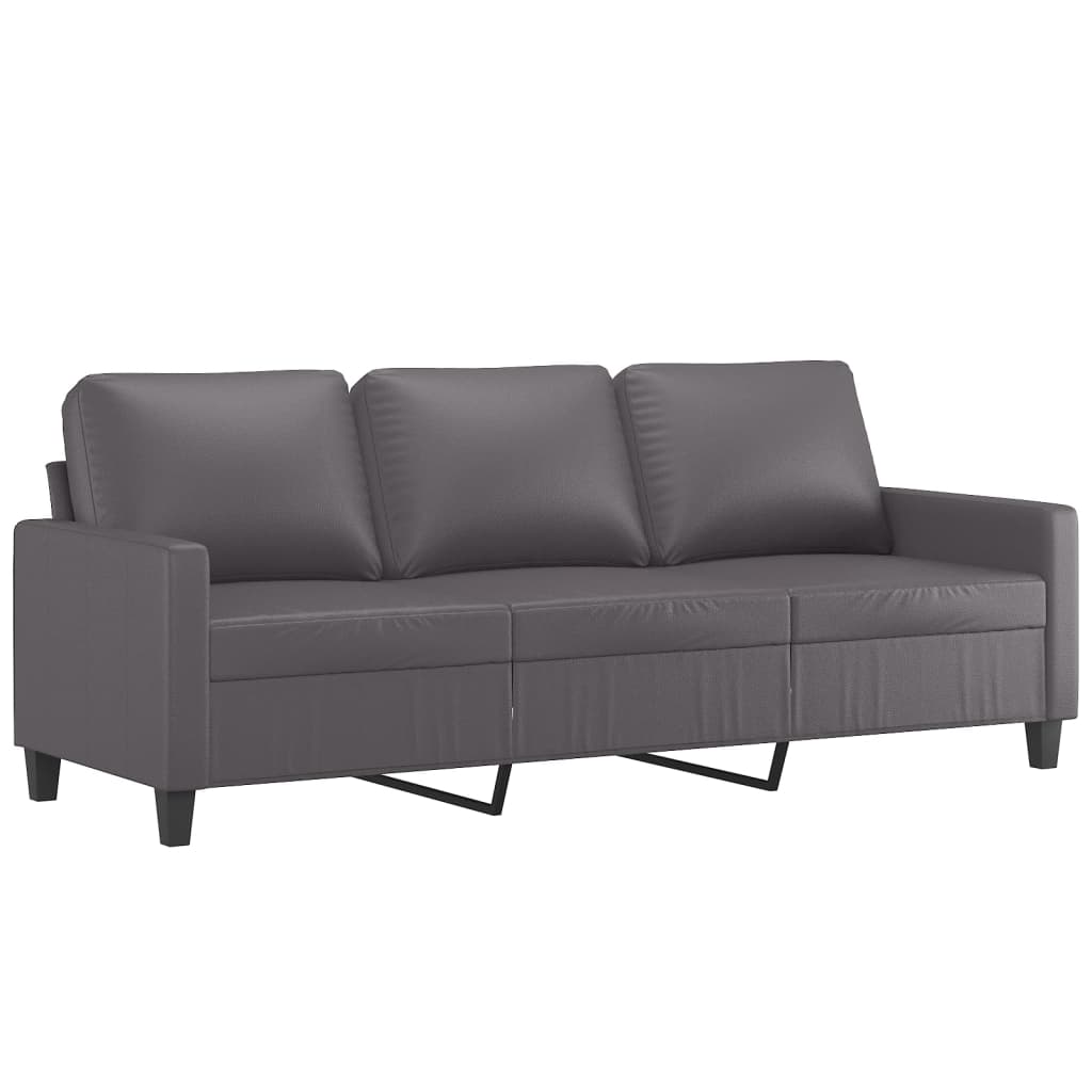 Vidaxl 3-Osobowa Sofa Z Podnóżkiem, Szary, 180 Cm, Sztuczna Skóra