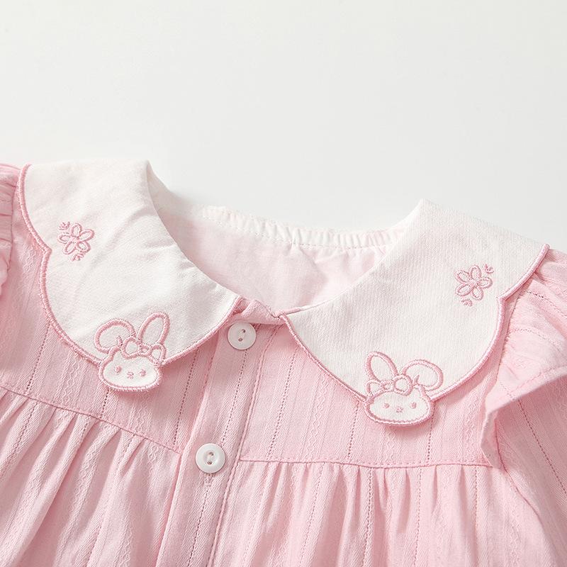 Осенний милый комплект из двух предметов: рубашка с длинным рукавом и воротником-лепестком для младенцев и девочек