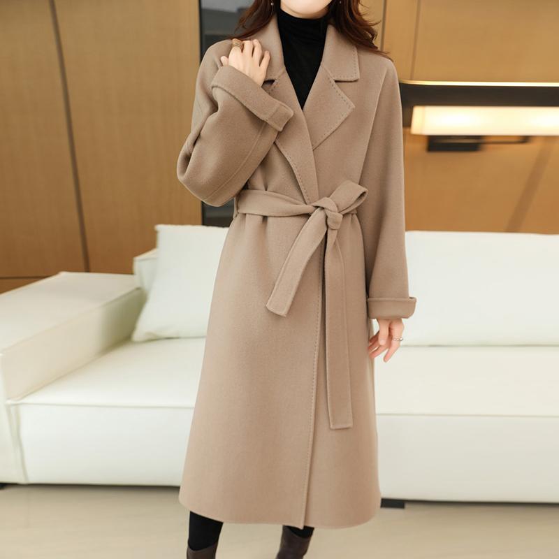 Женское пальто из 100% шерсти TIDENOVEL Осеннее шерстяное длинное пальто Ручной работы Пальто-бушлат Зимняя теплая шерстяная длинная куртка Пальто