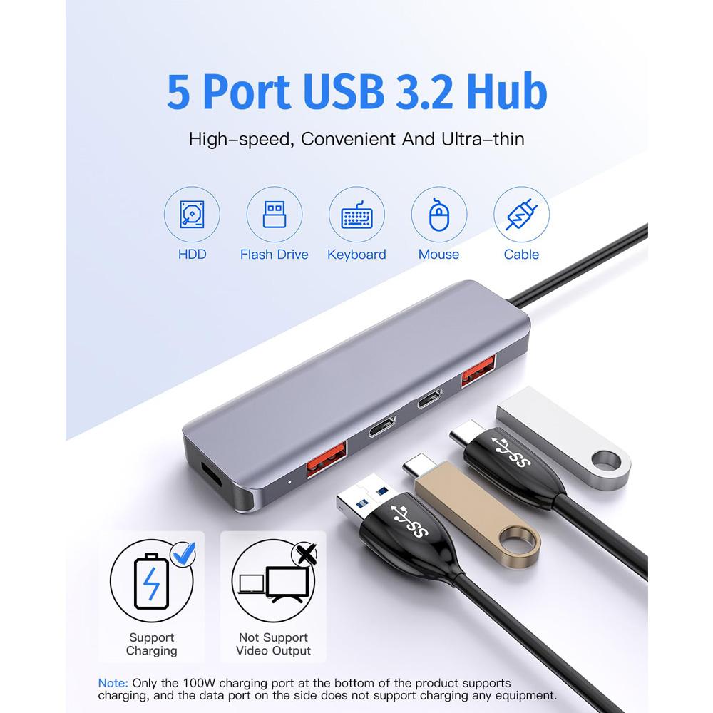 Getatek USB C Hub 10 Гбит/с USB C Splitter 100 Вт Мощность зарядки USB 3.2 Hub для ноутбука MacBook Air/Pro iPhone 15/15 Pro/15 Pro Max