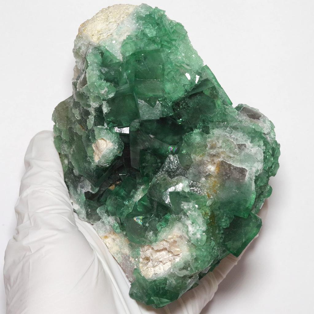 Stone Natural Fluorite Cluster Crystal Rough 95x89x84mm [N2 Natural] "fluorescent Mineral" / (33 "One-of-a-kind" Stone Approx. 960g, Origin