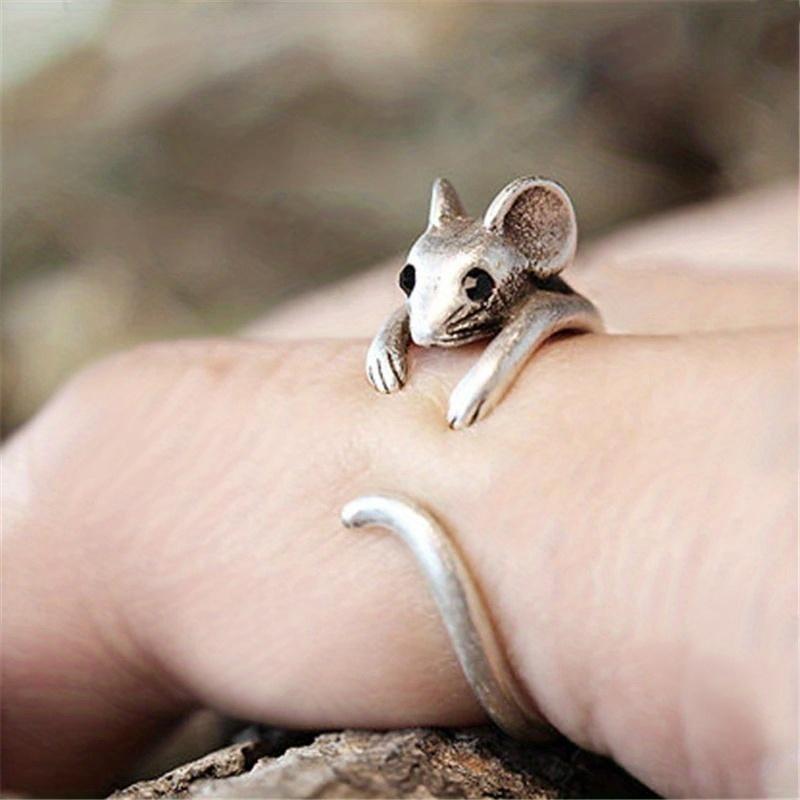 Cute Mouse Open Ring Niche Animal Design Finger Ring Jewelry Party Favors Daily Wear