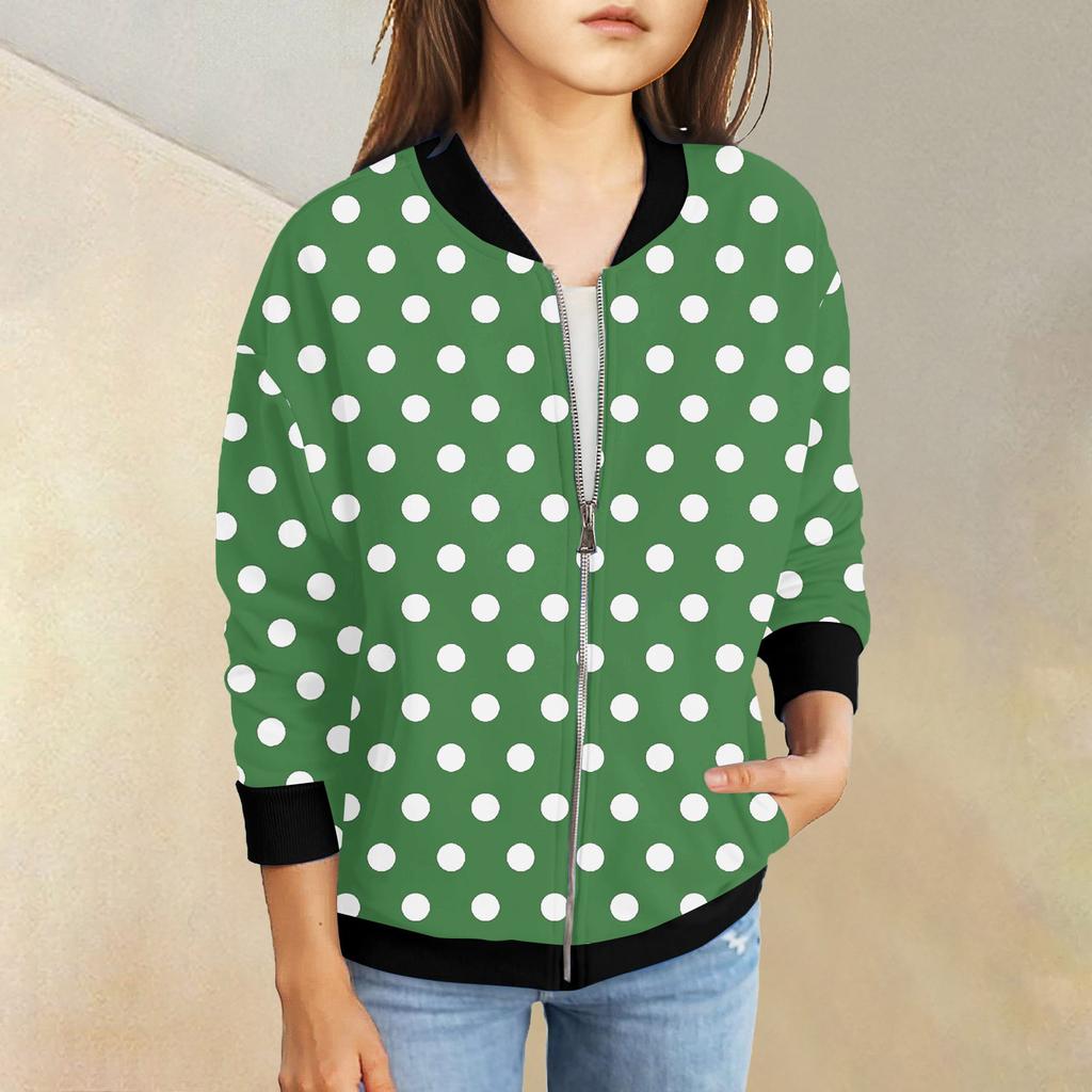 Куртки на молнии для девочек, детские осенние толстовки с длинными рукавами, верхняя одежда с карманами 5-15 лет