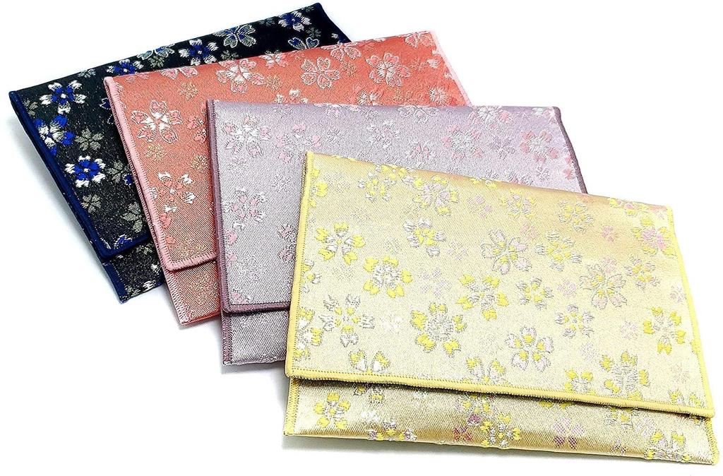 Изделие из уруси, чехол и сумка для четок, парча сакура, синий