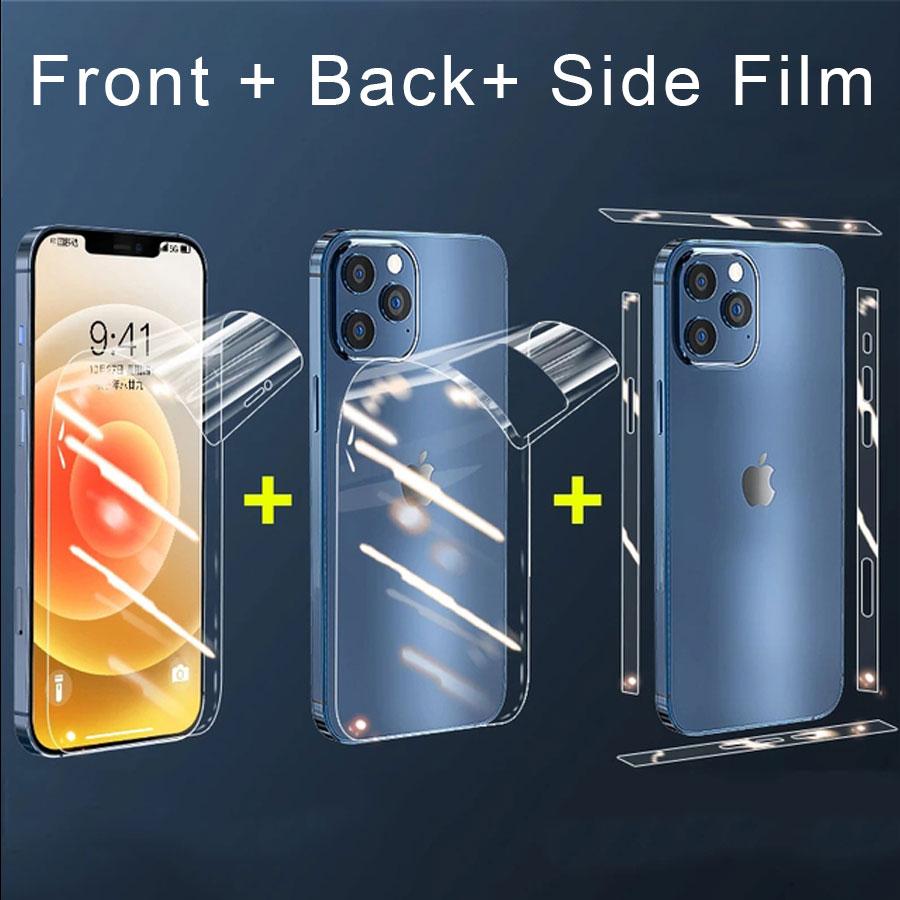 Для iPhone Air 13 12 14 15 16 17 Pro Max 13 12 11 Mini X XS Max XR 8 7 SE 2020 Наклейка на кнопку Прозрачная Гидрогелевая ТПУ Пленка Защитное стекло для экрана Рамочная пленка