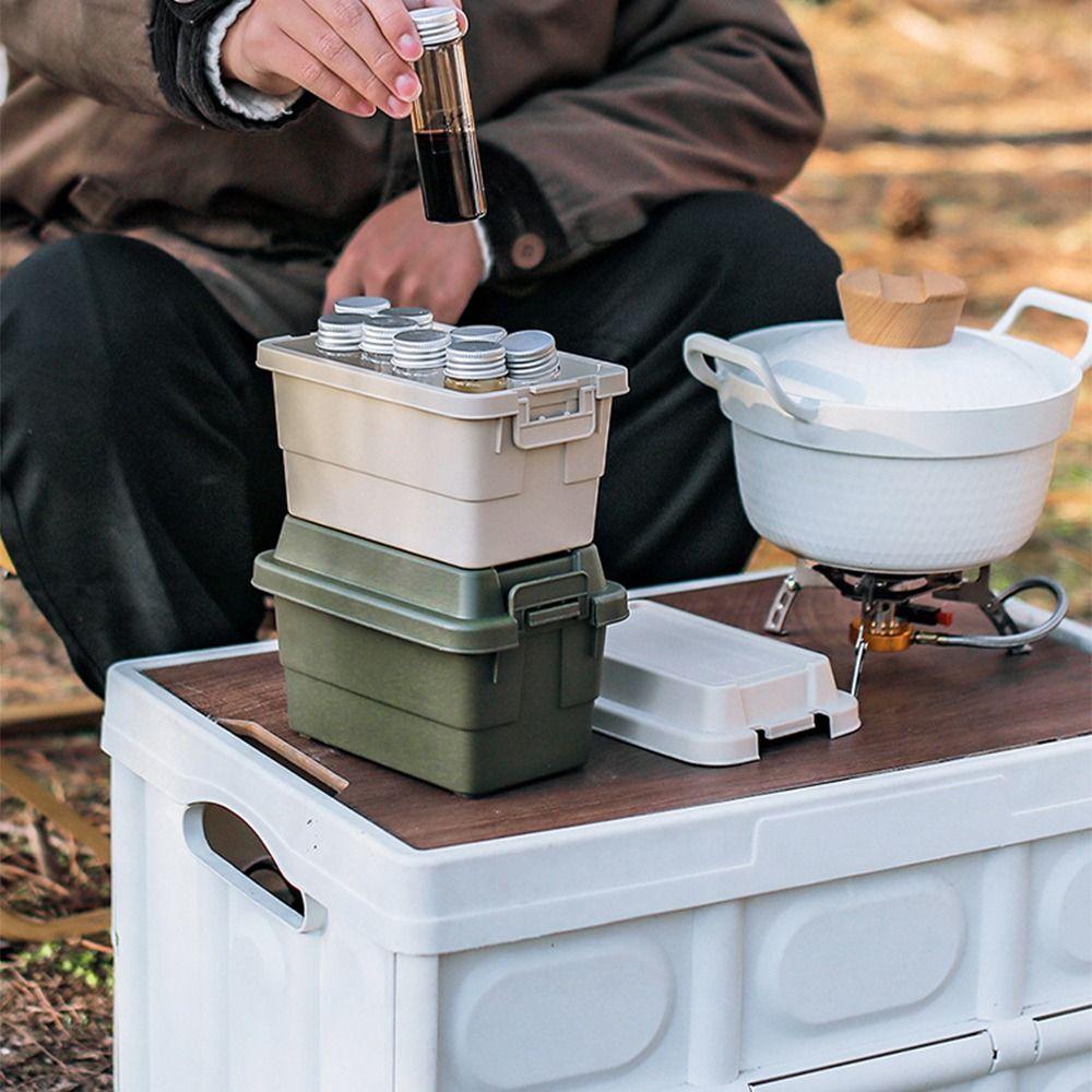 Durable Camping Storage Box Plastic BBQ Utensils Organizer Gift Mini Storage Box Travel