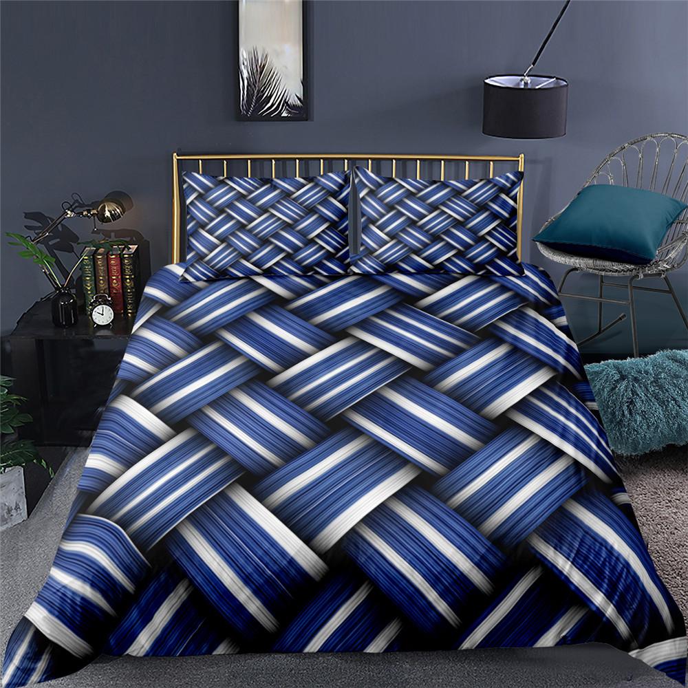 Colorful Weave Bedding Set Rainbow Psychedelic King Queen Double Duvet Cover 3D Geometric Comforter Cover Microfiber Quilt Cover