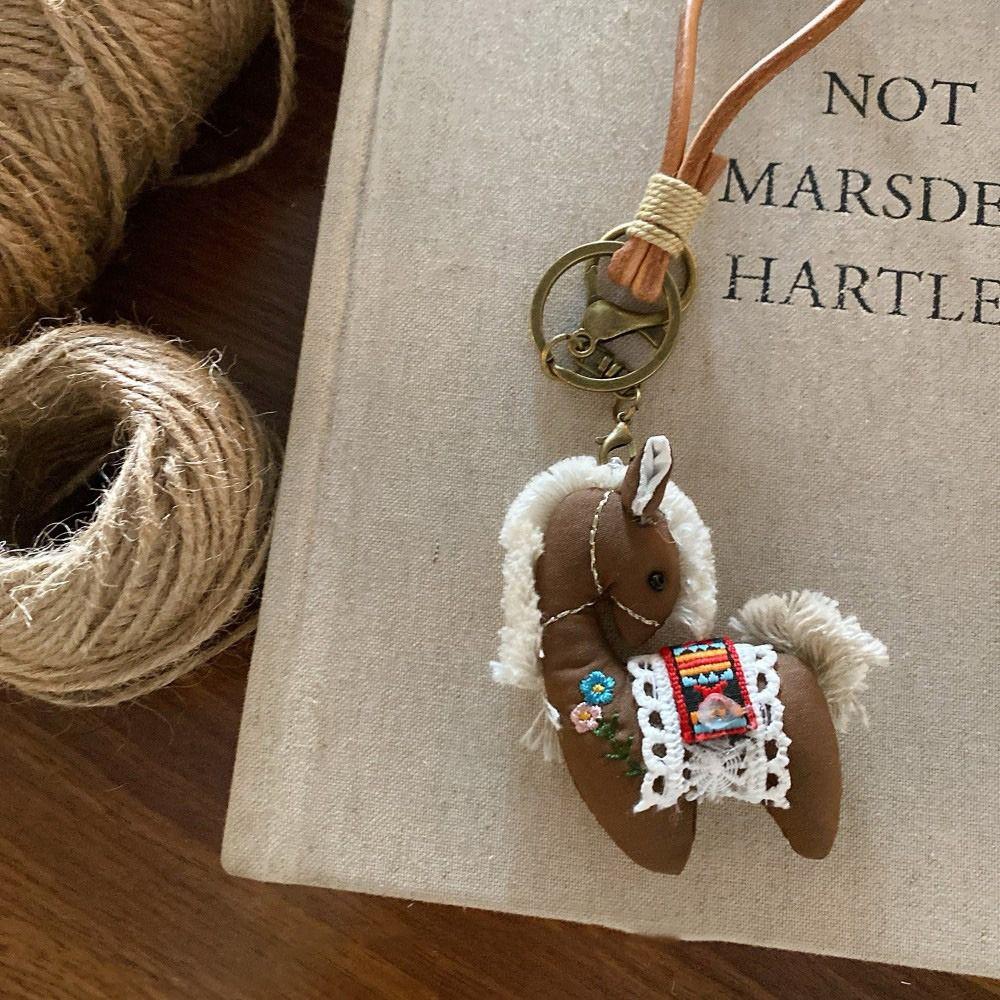 Stuffed Animal Horse Year Key Ring Cute Design Pony Pendant Backpack Decoration