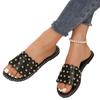 Women's Fashion Slide Sandals - Summer Beach Casual Flats With Faux Pearl & Stud Accents
