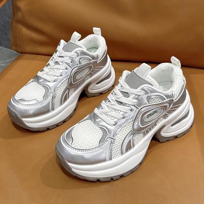 2024 Новое поступление женские вулканизированные туфли сетчатые папины кроссовки толстая подошва танкетка спортивная обувь женские спортивные кроссовки