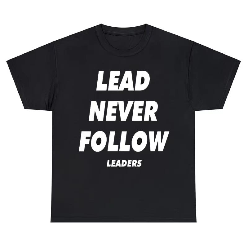 Chief Keef Футболка с принтом Lead Never Follow Leaders Мужская Винтажные Футболки Повседневная Хлопковая Оверсайз с коротким рукавом Streetwear