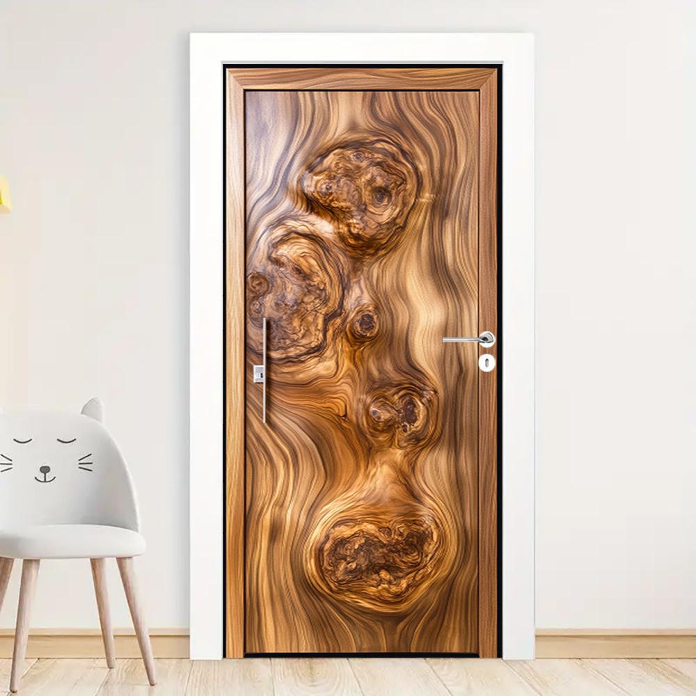 3D Door Decoration Stickers Vibrant Abstract Wood Wallpaper For Living Room Home Decor Bedroom Art Decals