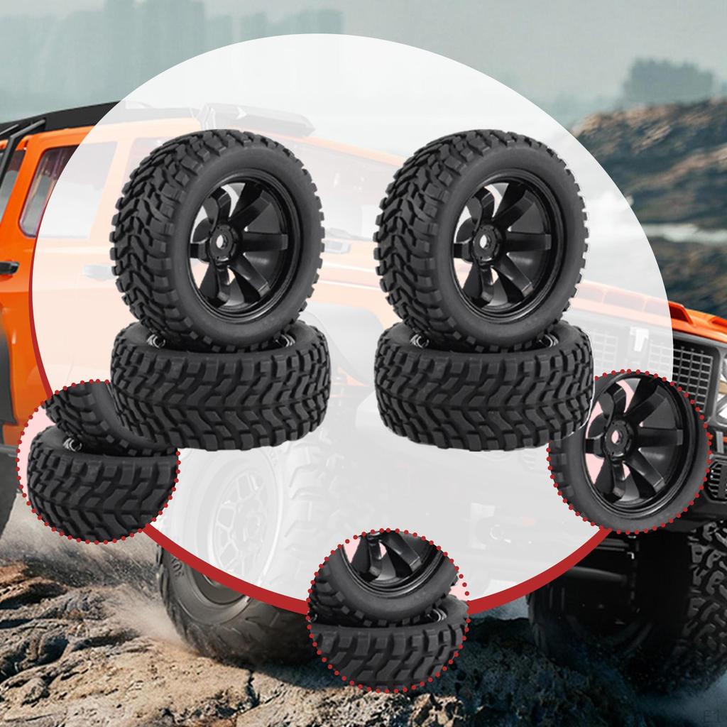Аксессуары для шин RC 1/10 Хорошее сцепление Легкая сборка Износостойкость Стабильность Профессиональные резиновые шины