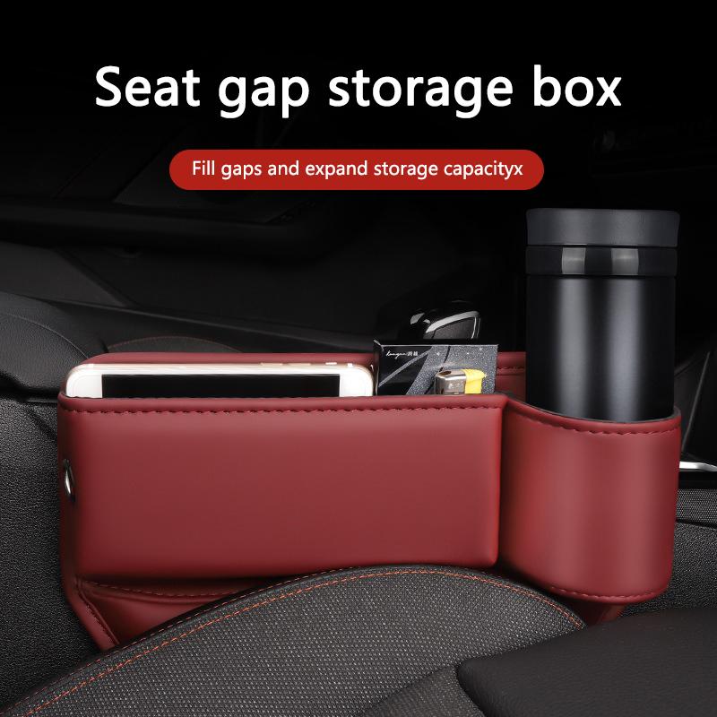 Leather Car Seat Gap Storage Box Water Cup Phone Brace Auto Accessories For Porsche Cayenne Panamera Macan 911 718 Taycan Cayman