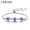Synthetic Cubic Zirconia Bracelets for Women 925 Sterling Silver Adjustable Anniversary Jewelry Valentine's Day Birthday Gifts for Friend