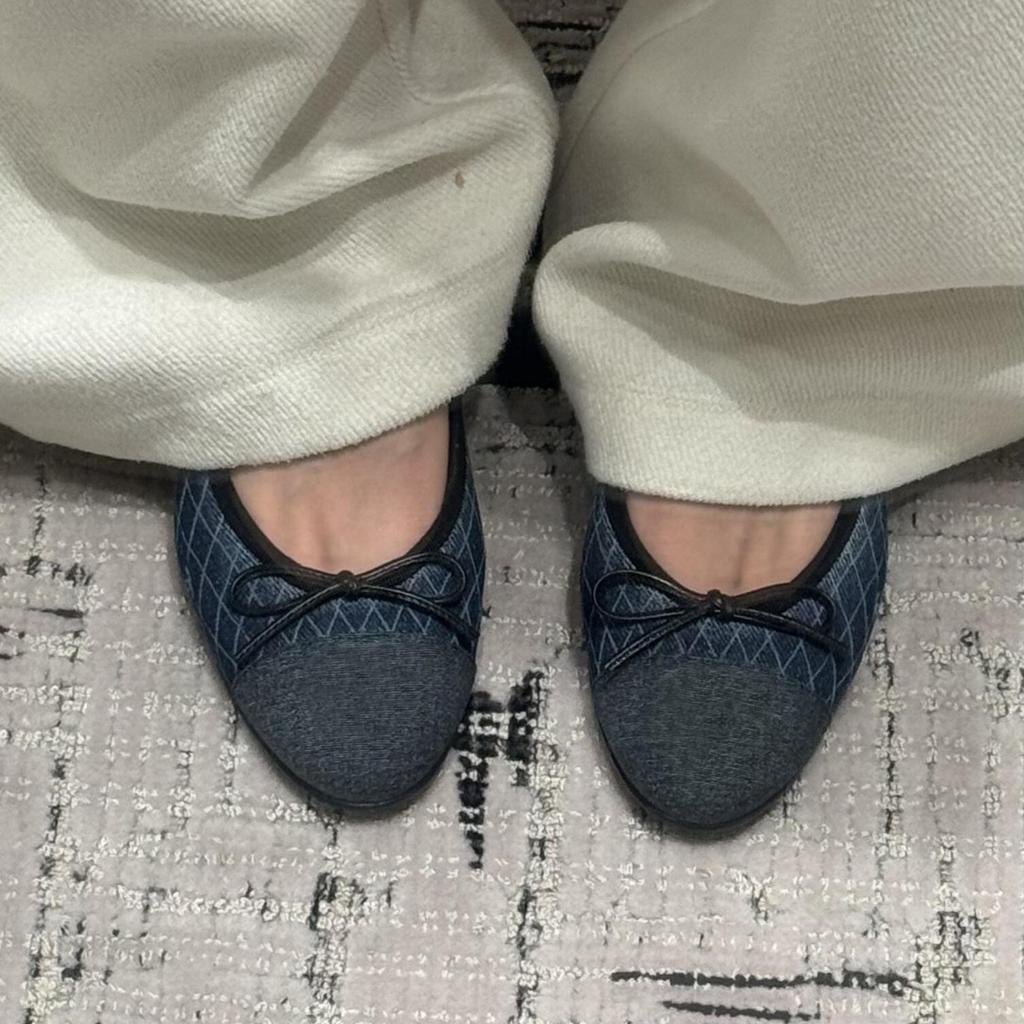 Версия из овчины~ красивые кожаные джинсовые балетки женские с бантом на мягкой подошве Мэри Джейн одинарные туфли балетки женская обувь