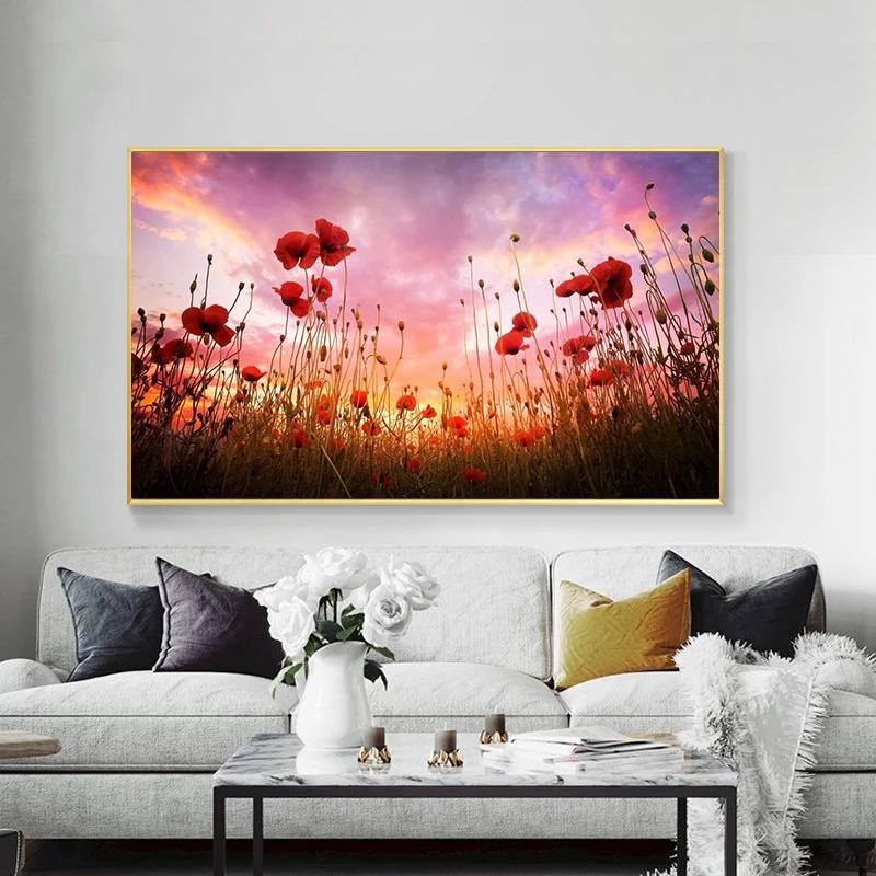 Красные маки цветы печать на холсте современные настенные художественные холст постеры и принты Cuadros скандинавские картины для декора гостиной