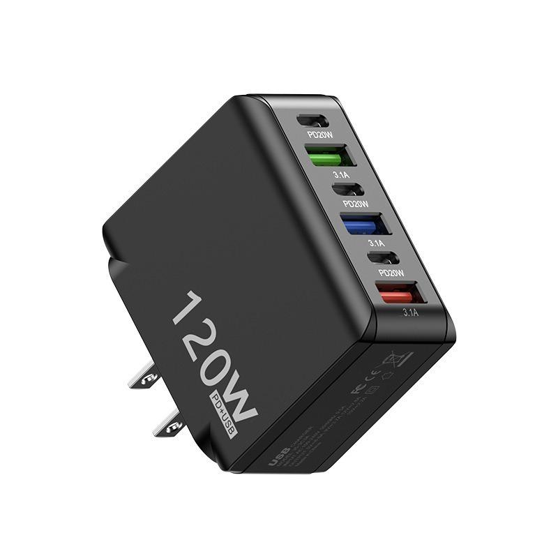 Зарядное устройство для смартфона 120 Вт Европейское и британское 3 USB+3PD Многопортовый адаптер Быстрая зарядка Зарядная головка
