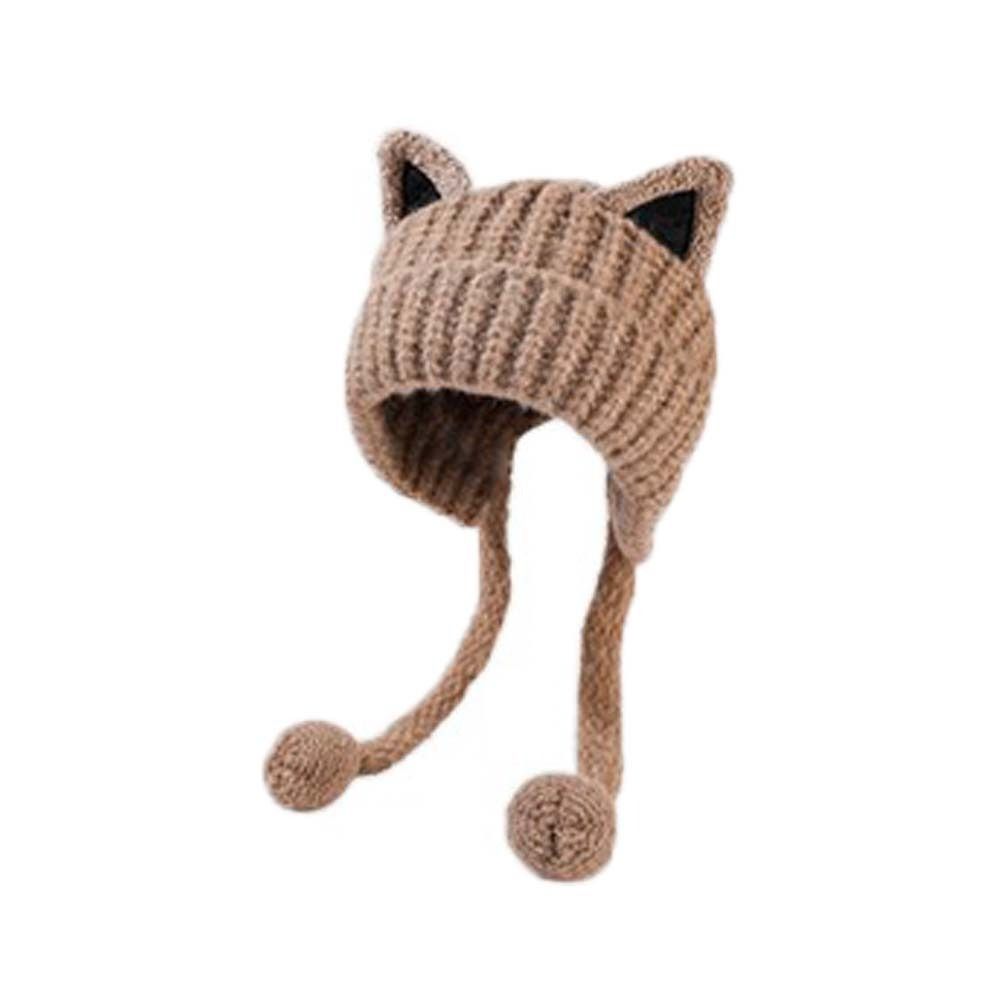 Ветрозащитная шапка с медвежьими ушками и кисточками, зимняя шапка-бомбер, вязаная шапка с кошачьими ушками для отдыха, уличная одежда